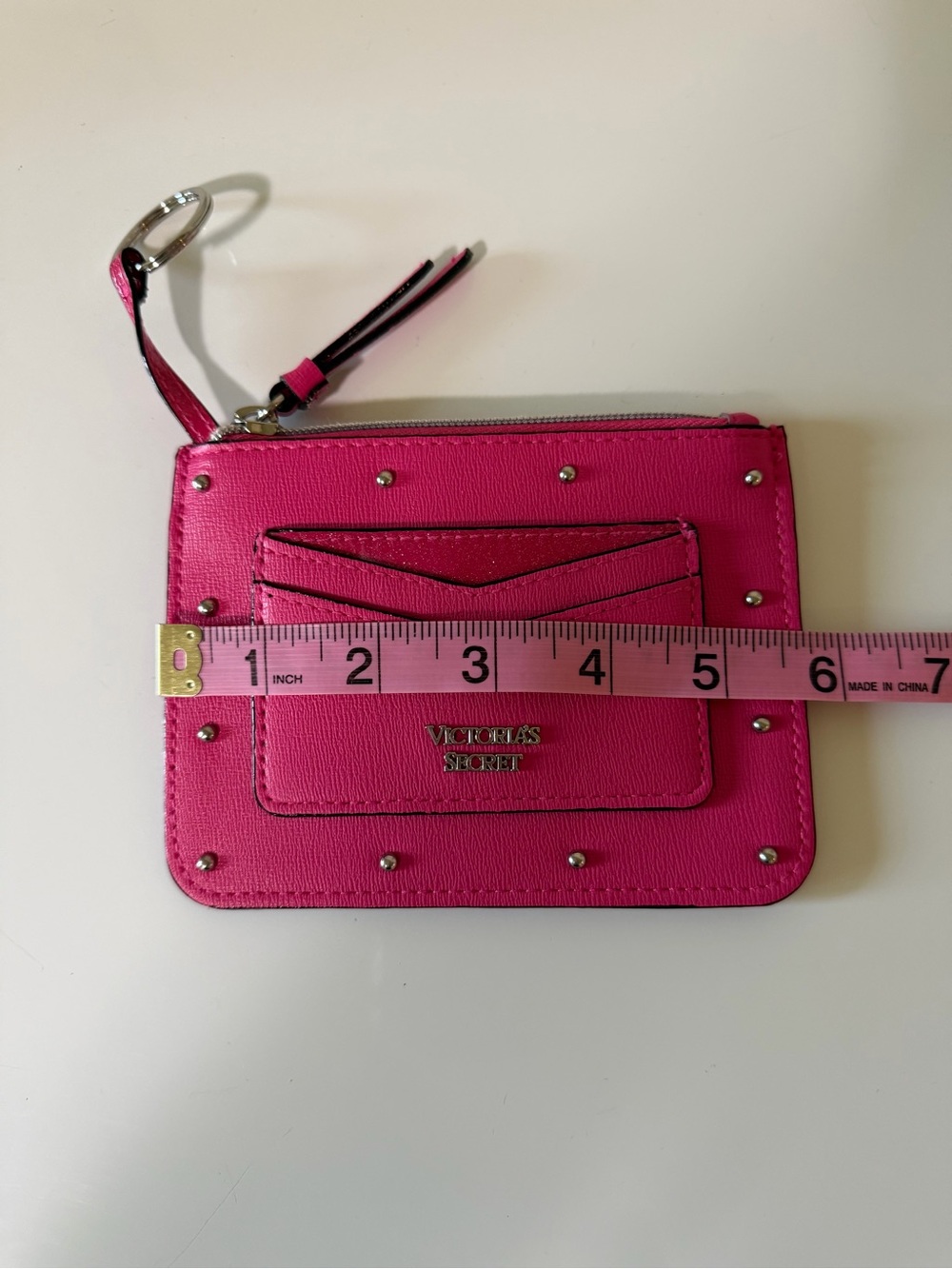Victoria's Secret Bright Pink Studded Card Wallet with Zip - Picture 5 of 6